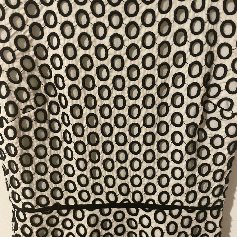 Women's Dress J Crew Black & White A line Punched-out Eyelet Dress Back… - Picture 8 of 8